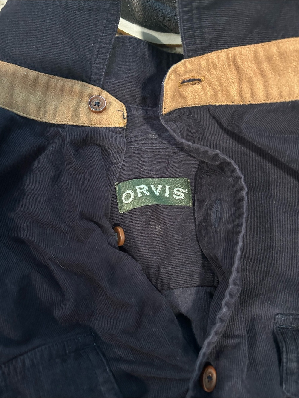 ORVIS Men's FAIRBANKS Corduroy Button Down Shirt Large Navy Blue Long Sleeve - Picture 13 of 16